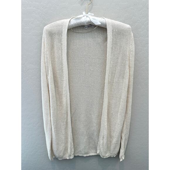 UNIQLO x INES DE LA FRESSANGE | Cream Linen Blend Longline Open Cardigan | Large - Picture 1 of 7